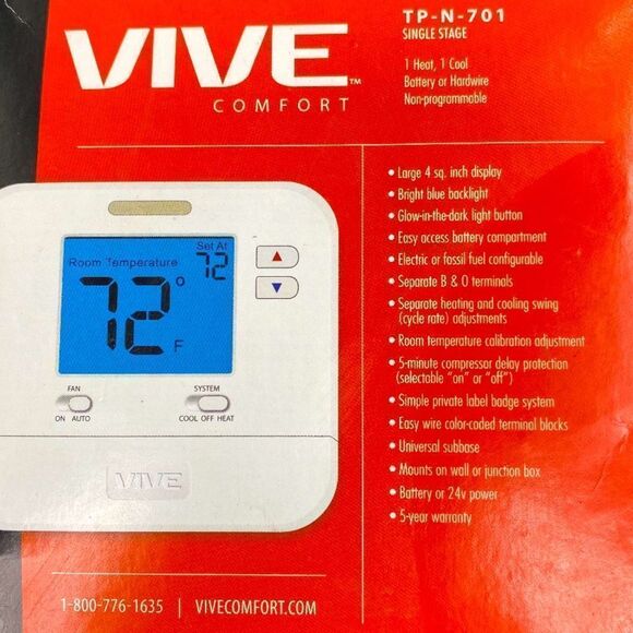 Vive TP-N-701 NonProgrammable Thermostat - Picture 1 of 3